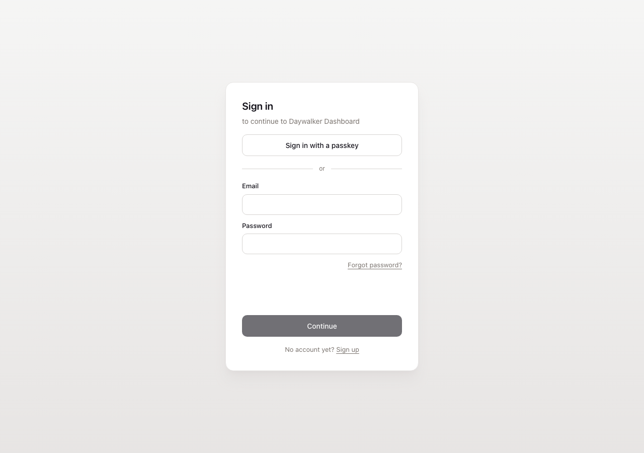 Hosted sign-in page