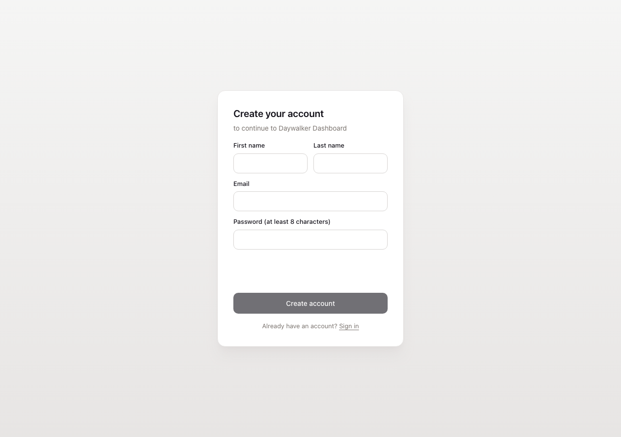 Hosted sign-up page